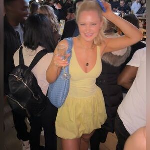 Zara mixed balloon dress in yellow